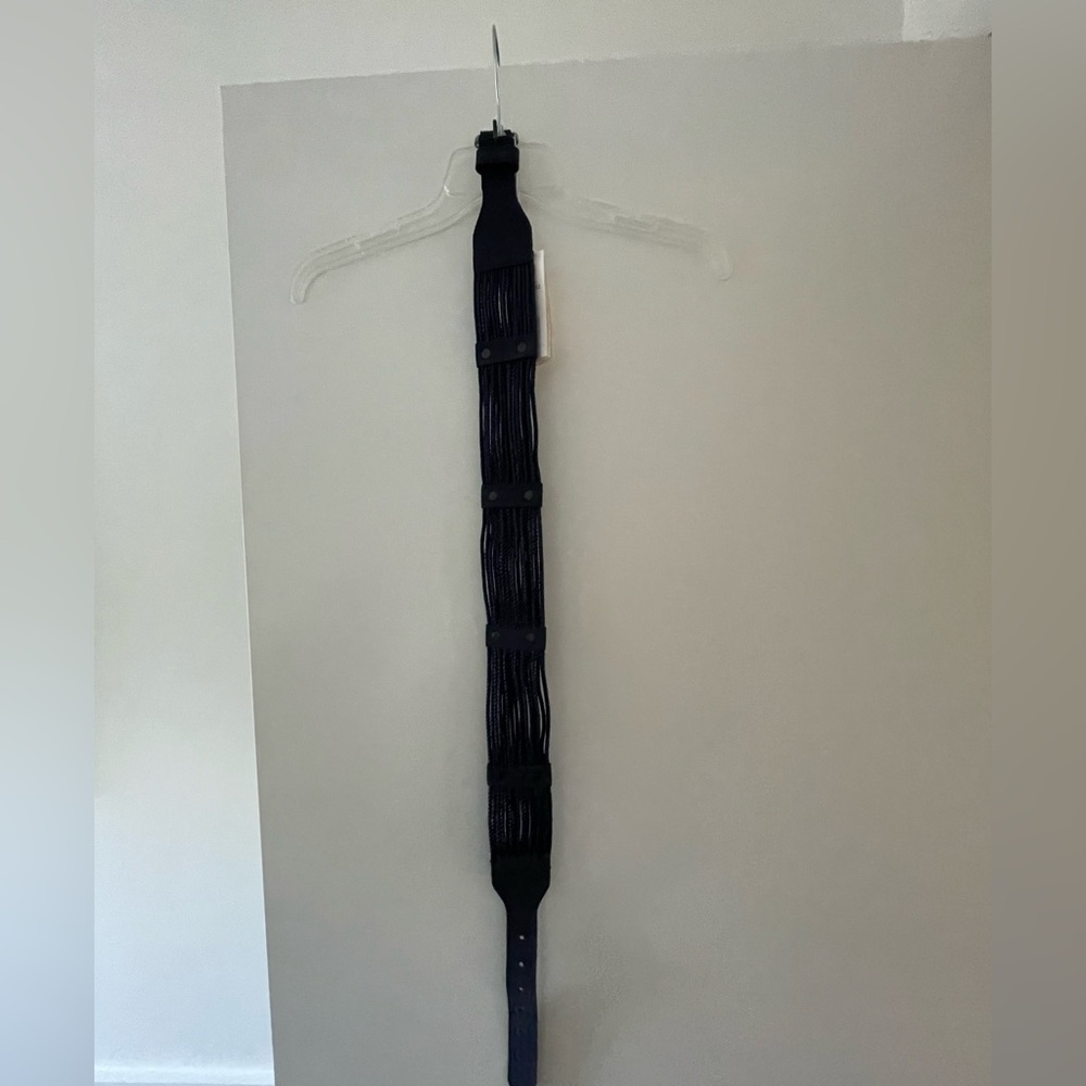 NWT Comptoir des Cotonniers Navy Blue Suede and Cotton Cord Belt